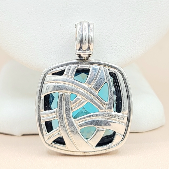 David Yurman Albion 20mm Blue Topaz Pendant Enhancer - Picture 2 of 7